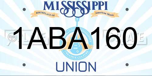 1ABA160 Mississippi License Plate