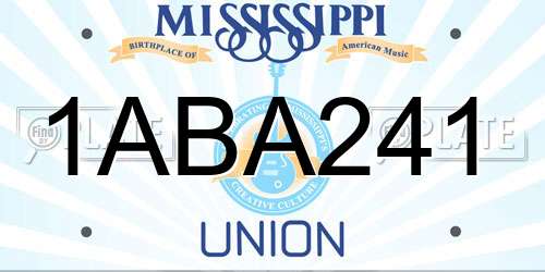 1ABA241 Mississippi License Plate