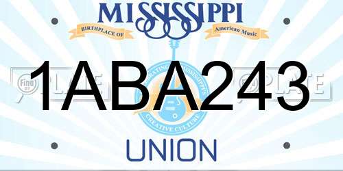 1ABA243 Mississippi License Plate