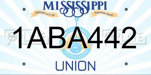 1ABA442 Mississippi License Plate