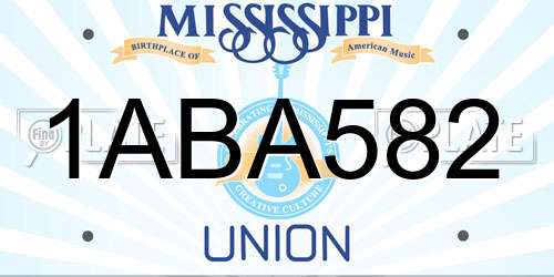 1ABA582 Mississippi License Plate