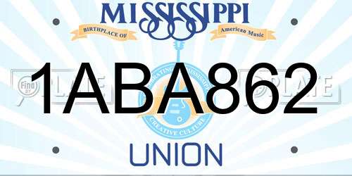 1ABA862 Mississippi License Plate