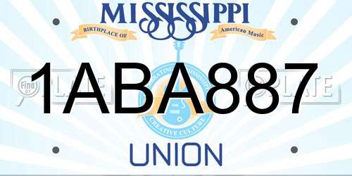 1ABA887 Mississippi License Plate