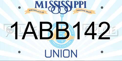 1ABB142 Mississippi License Plate