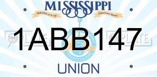 1ABB147 Mississippi License Plate