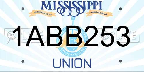 1ABB253 Mississippi License Plate