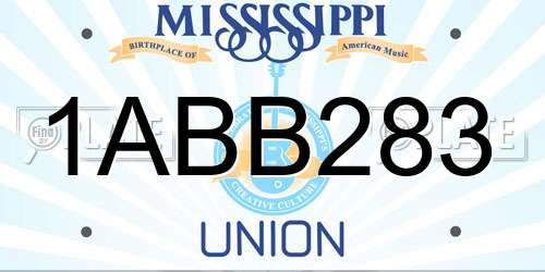 1ABB283 Mississippi License Plate