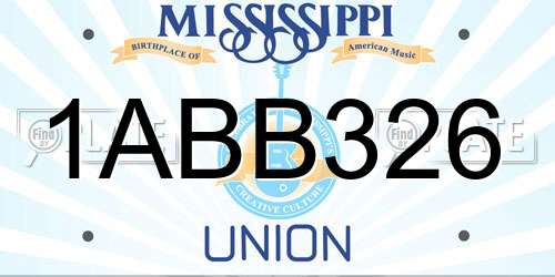 1ABB326 Mississippi License Plate