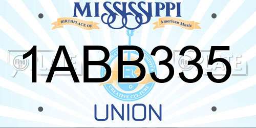 1ABB335 Mississippi License Plate