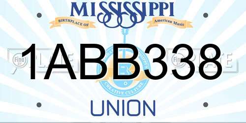 1ABB338 Mississippi License Plate