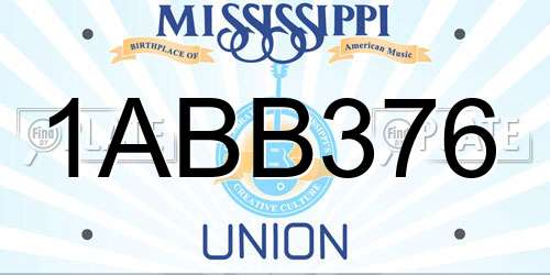 1ABB376 Mississippi License Plate