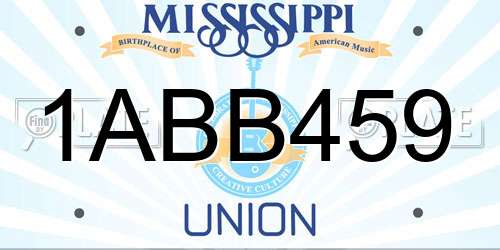 1ABB459 Mississippi License Plate