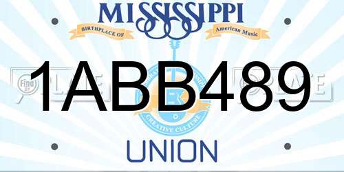 1ABB489 Mississippi License Plate