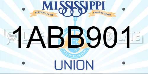 1ABB901 Mississippi License Plate