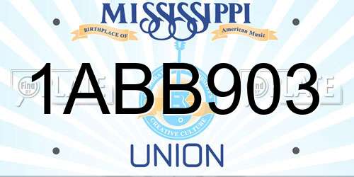 1ABB903 Mississippi License Plate