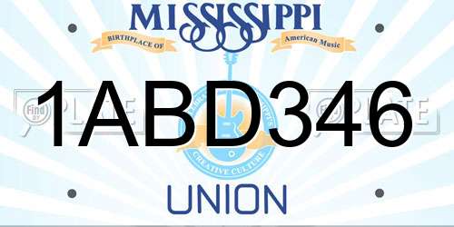 1ABD346 Mississippi License Plate