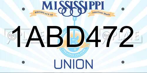 1ABD472 Mississippi License Plate
