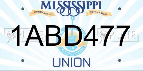 1ABD477 Mississippi License Plate