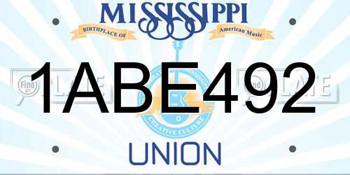 1ABE492 Mississippi License Plate