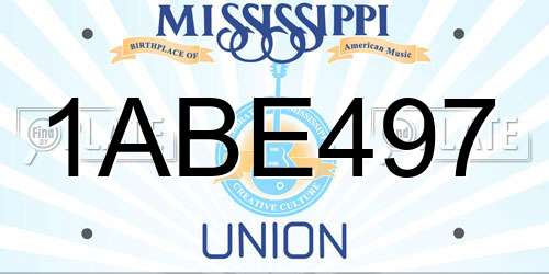 1ABE497 Mississippi License Plate