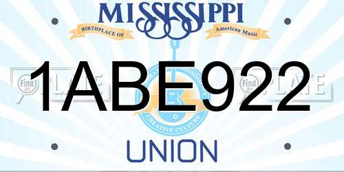 1ABE922 Mississippi License Plate