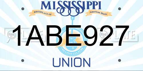 1ABE927 Mississippi License Plate