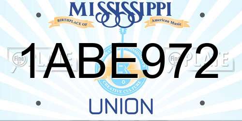 1ABE972 Mississippi License Plate