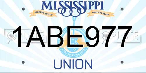 1ABE977 Mississippi License Plate