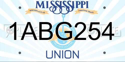 1ABG254 Mississippi License Plate