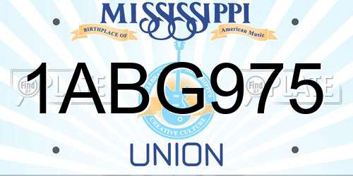 1ABG975 Mississippi License Plate