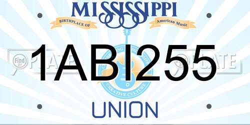 1ABI255 Mississippi License Plate