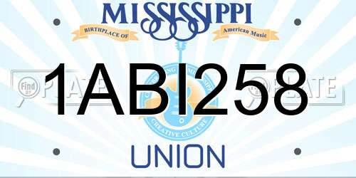 1ABI258 Mississippi License Plate