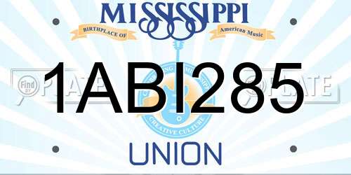 1ABI285 Mississippi License Plate