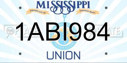 1ABI984 Mississippi License Plate