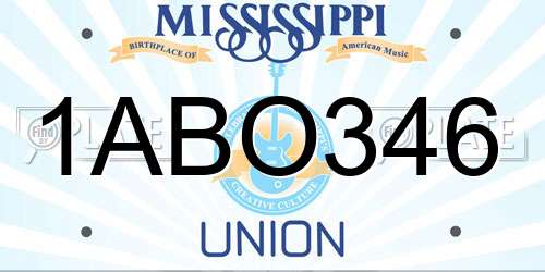 1ABO346 Mississippi License Plate