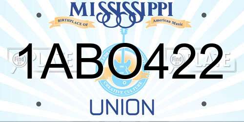 1ABO422 Mississippi License Plate