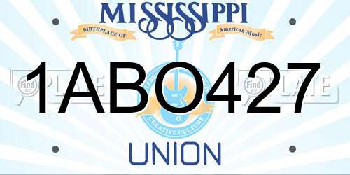1ABO427 Mississippi License Plate