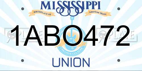 1ABO472 Mississippi License Plate