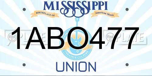1ABO477 Mississippi License Plate