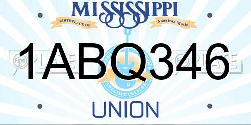 1ABQ346 Mississippi License Plate