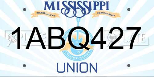 1ABQ427 Mississippi License Plate