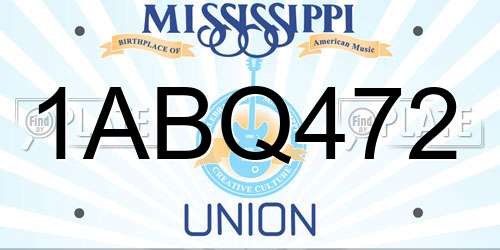 1ABQ472 Mississippi License Plate