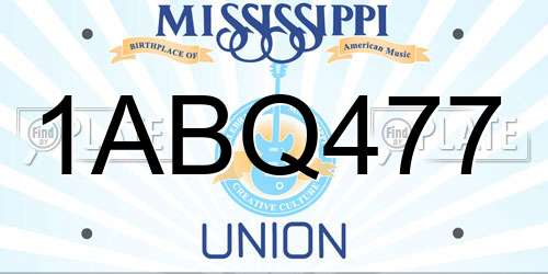 1ABQ477 Mississippi License Plate