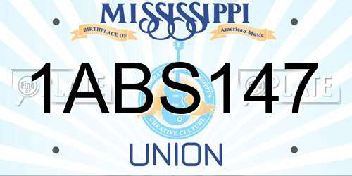 1ABS147 Mississippi License Plate