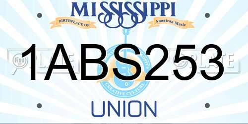1ABS253 Mississippi License Plate