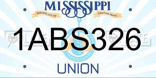1ABS326 Mississippi License Plate