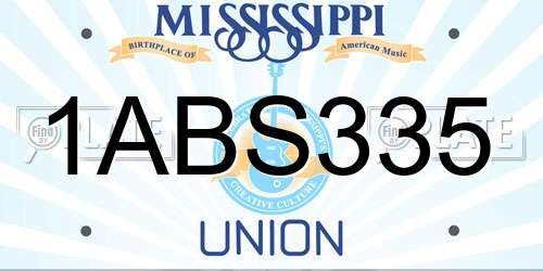 1ABS335 Mississippi License Plate