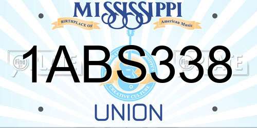 1ABS338 Mississippi License Plate
