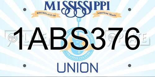 1ABS376 Mississippi License Plate