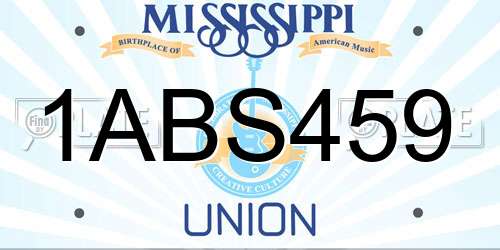 1ABS459 Mississippi License Plate